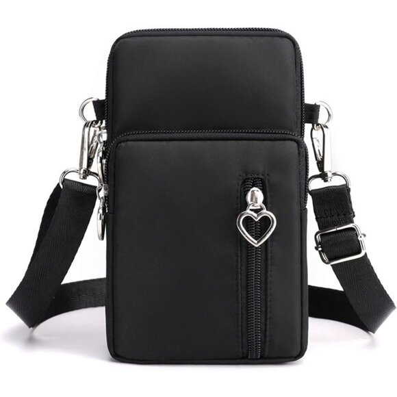 Women's Black 1 Small Crossbody Waterproof Nylon Purses Mini Shoulder Travel Bag - Picture 1 of 6